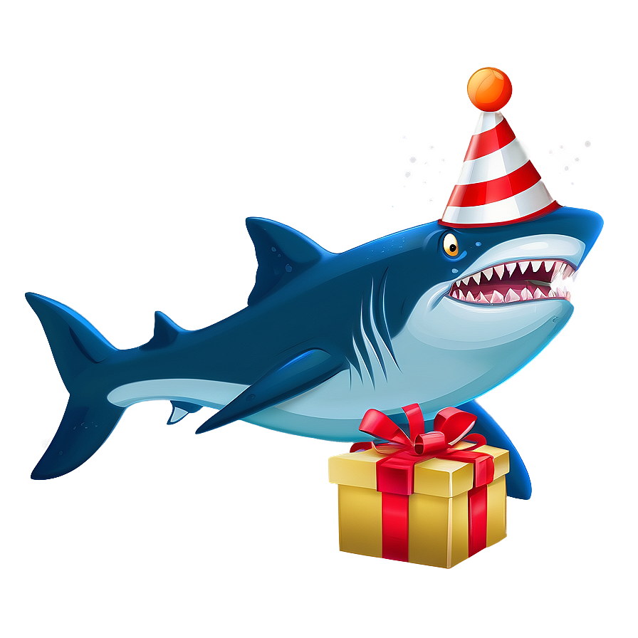 Birthday Shark With Gift Box Png Wsq