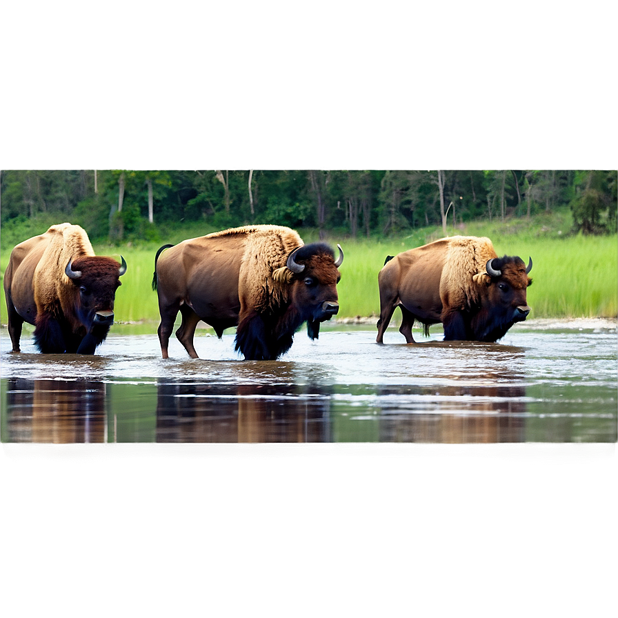 Bison Crossing River Png 37