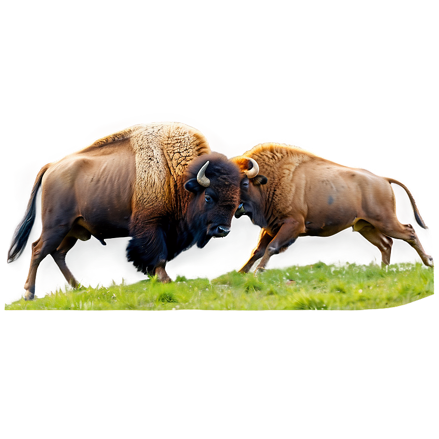 Bison Fighting Scene Png 06112024