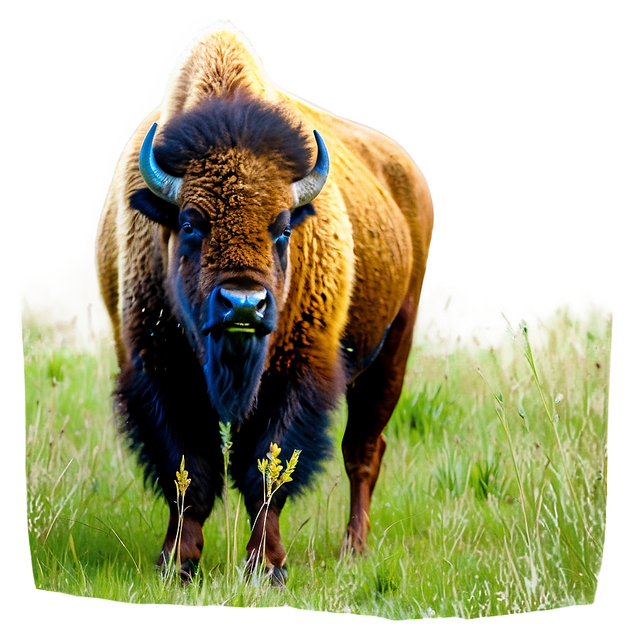 Bison In Grassland Habitat Png Uta