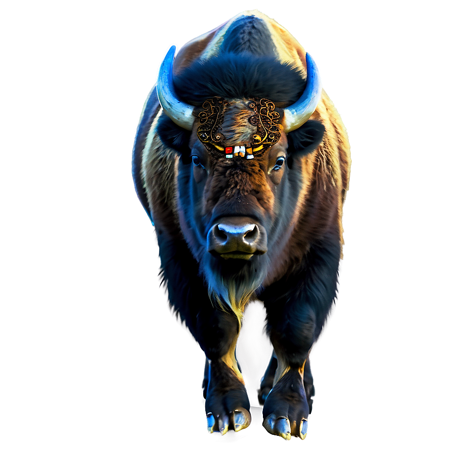 Bison In Tribal Style Png 15