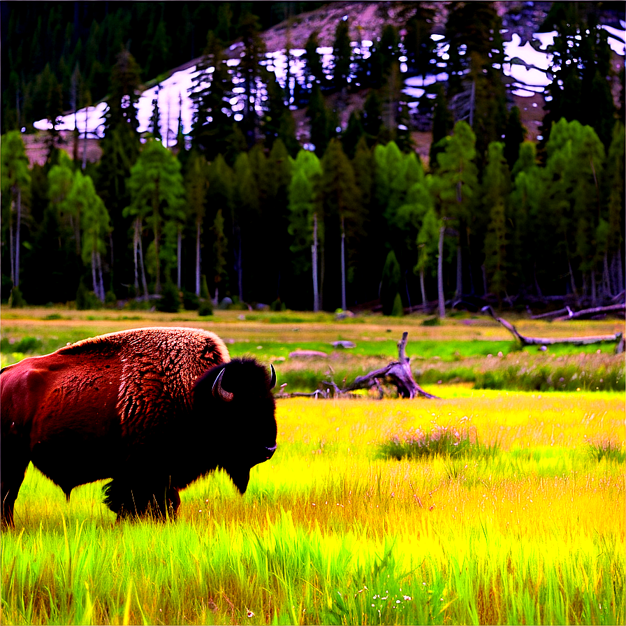 Bison In Yellowstone Park Png 06112024