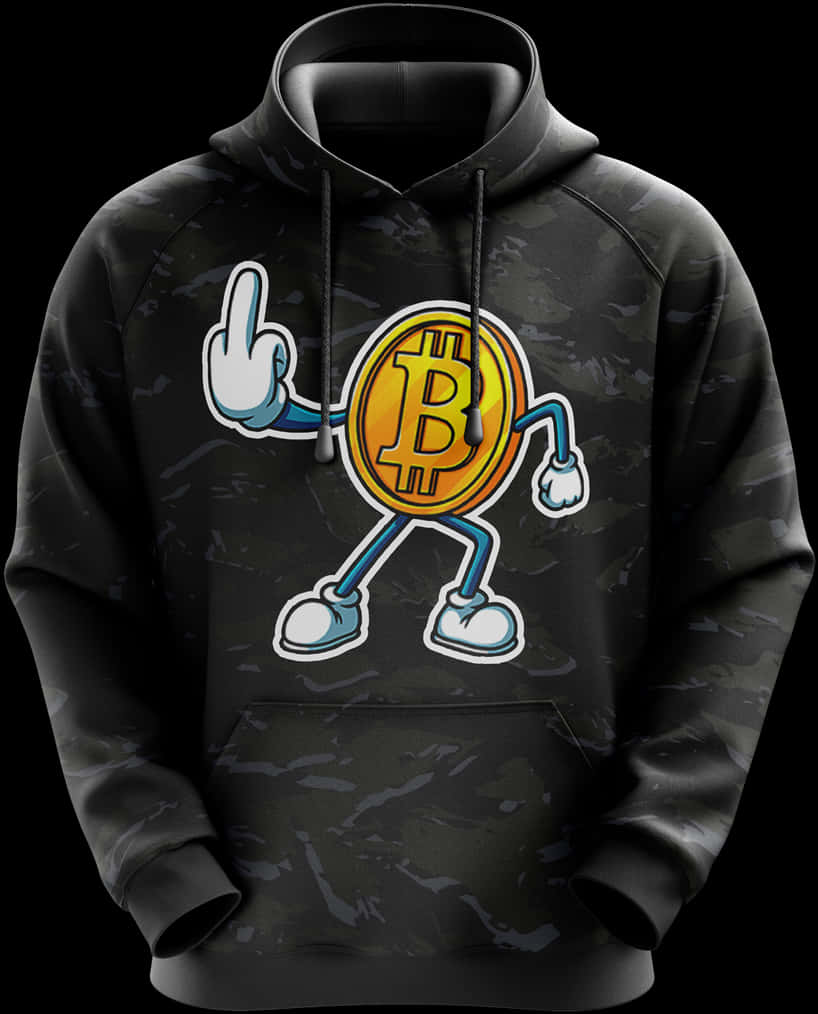 Bitcoin Character Black Hoodie Design