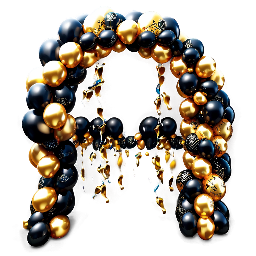 Black And Gold Balloon Arch Png Vpn