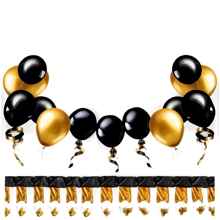 Black And Gold Balloon Banner Png 89