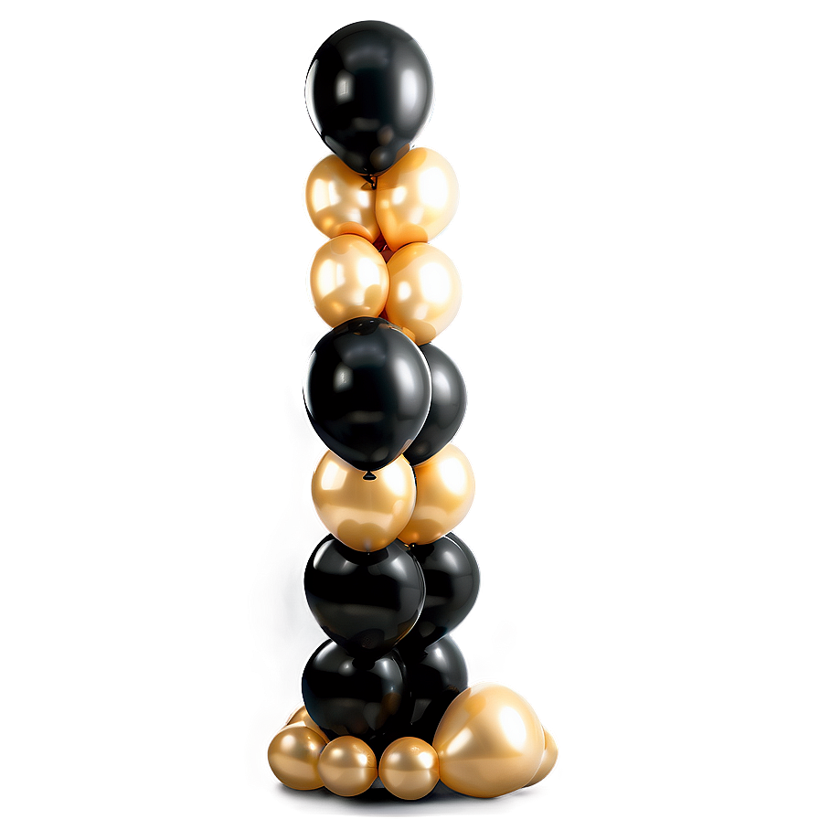 Black And Gold Balloon Column Png 41