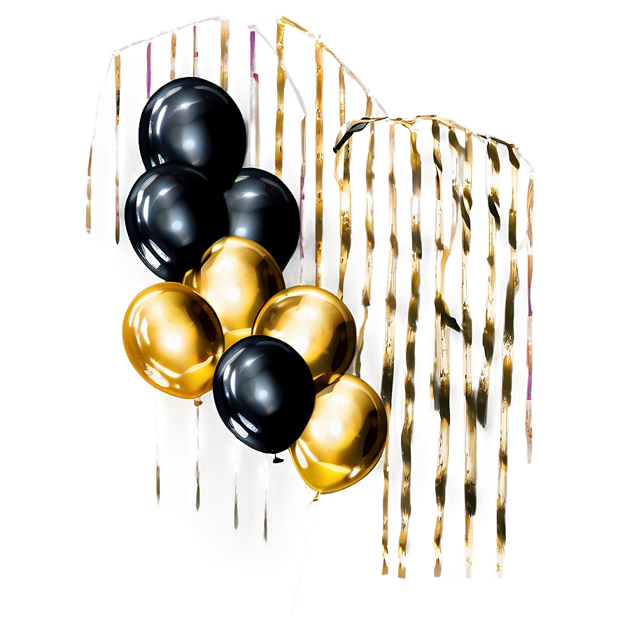 Black And Gold Balloon Drop Png 06132024