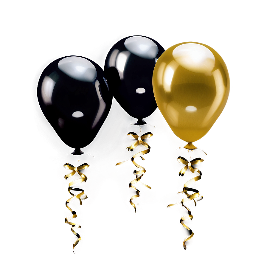 Black And Gold Balloons Border Png 88