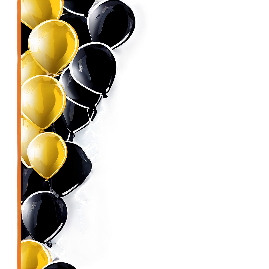 Black And Gold Balloons Border Png Suo45