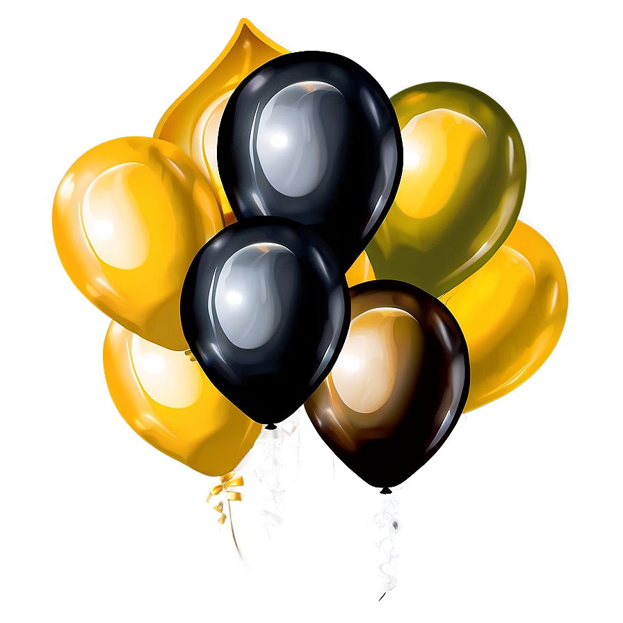 Black And Gold Balloons Clipart Png Rsg