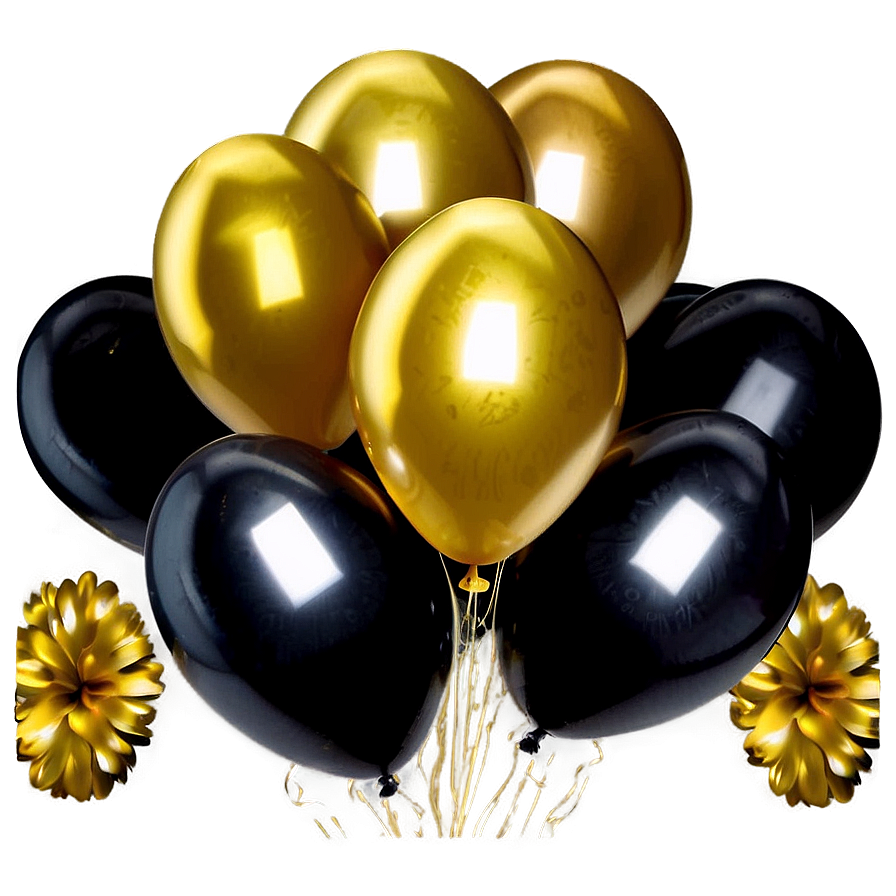 Black And Gold Balloons Decoration Png 06132024