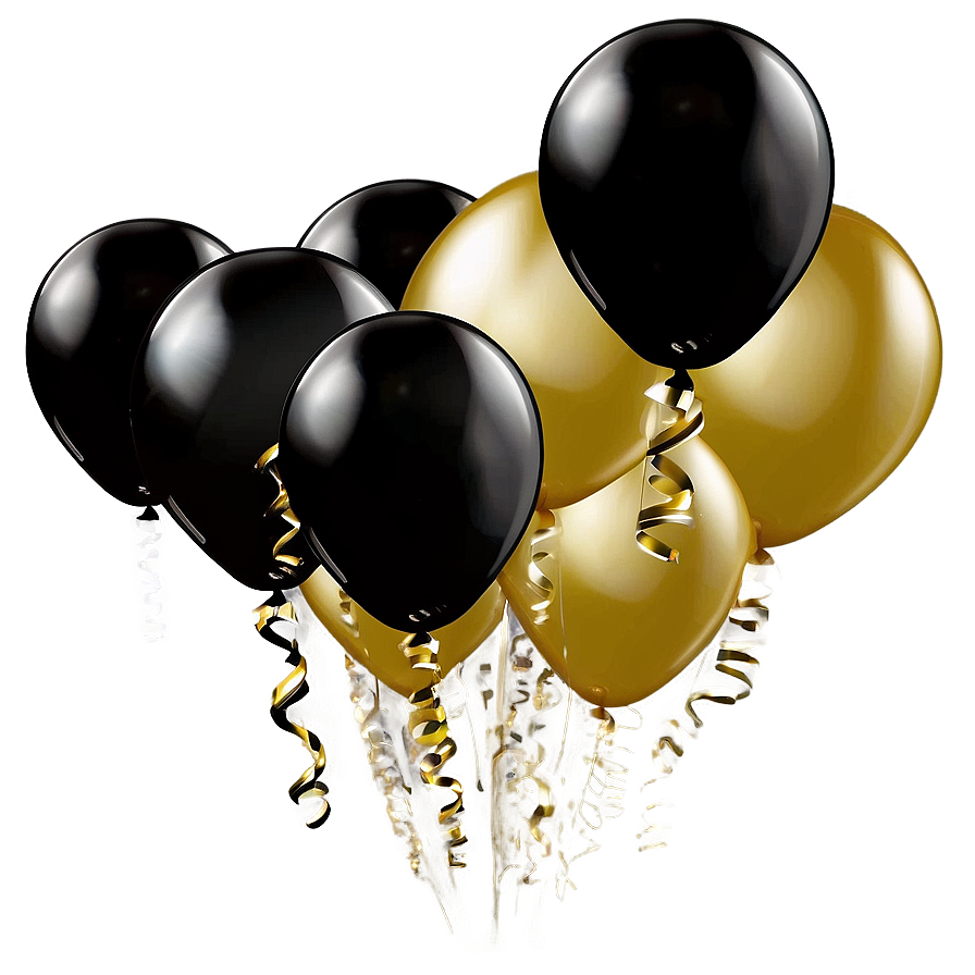 Black And Gold Balloons For Events Png Exo89