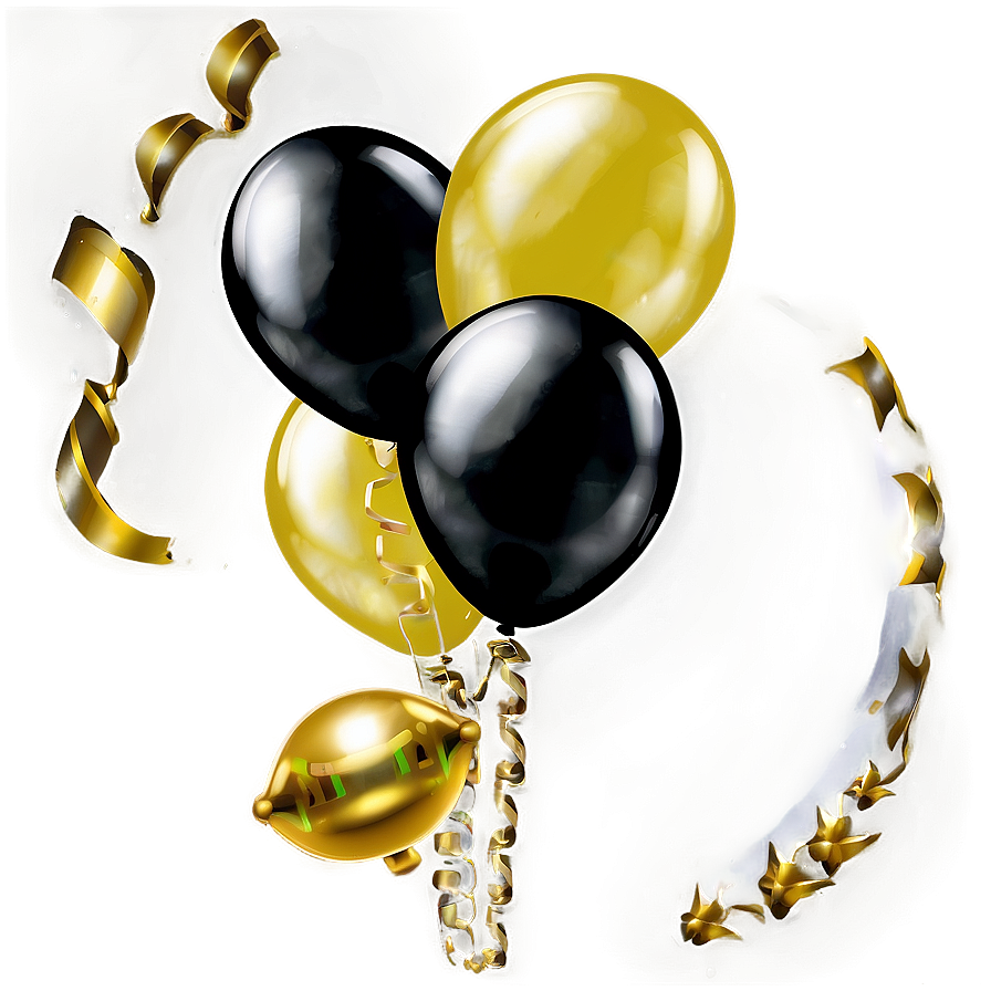 Black And Gold Balloons For Party Png 32