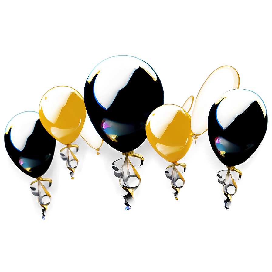 Black And Gold Floating Balloons Png 74