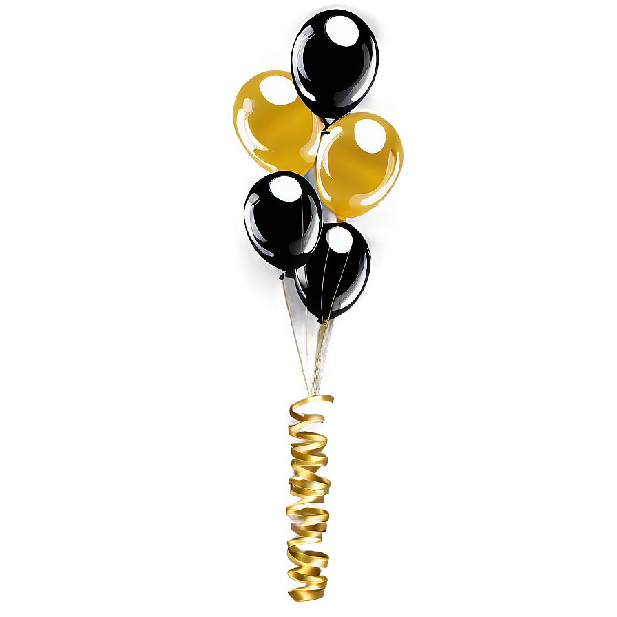 Black And Gold Floating Balloons Png Tuh61