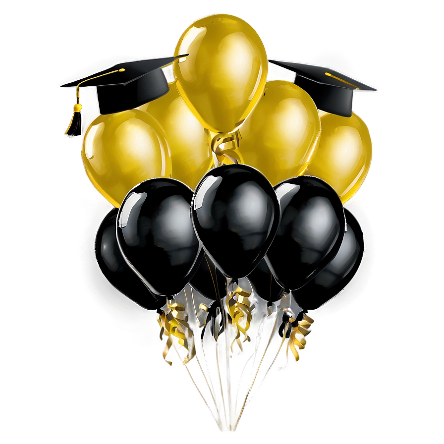 Black And Gold Graduation Balloons Png 06132024