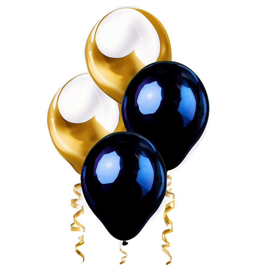 Black And Gold Helium Balloons Png 1