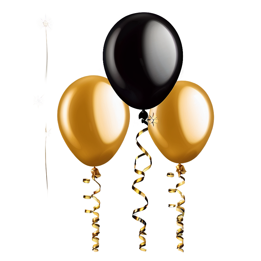 Black And Golden Celebration Balloons Png 67