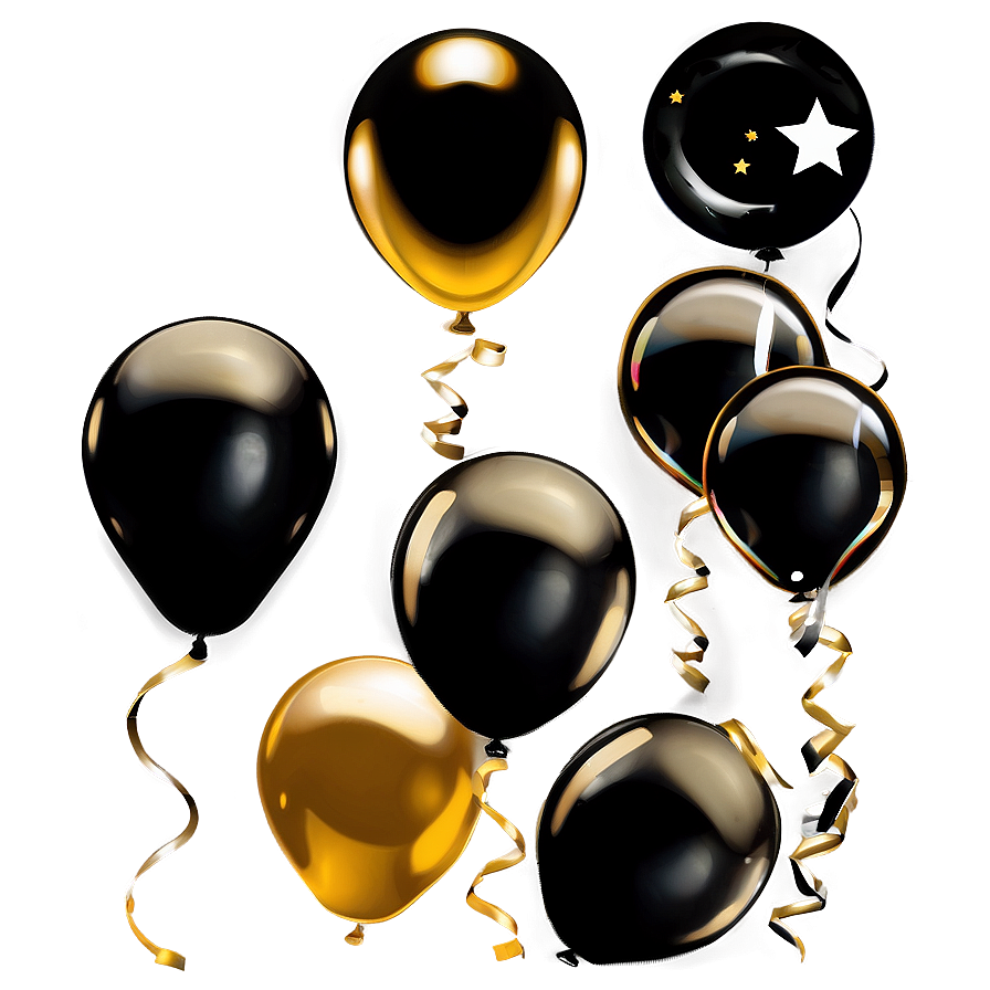 Black And Golden Celebration Balloons Png 74