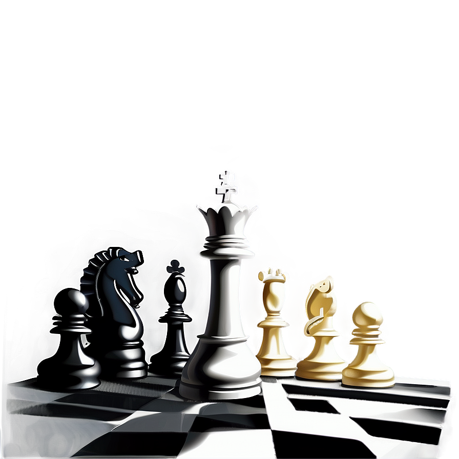 Black And White Chess Set Png 6