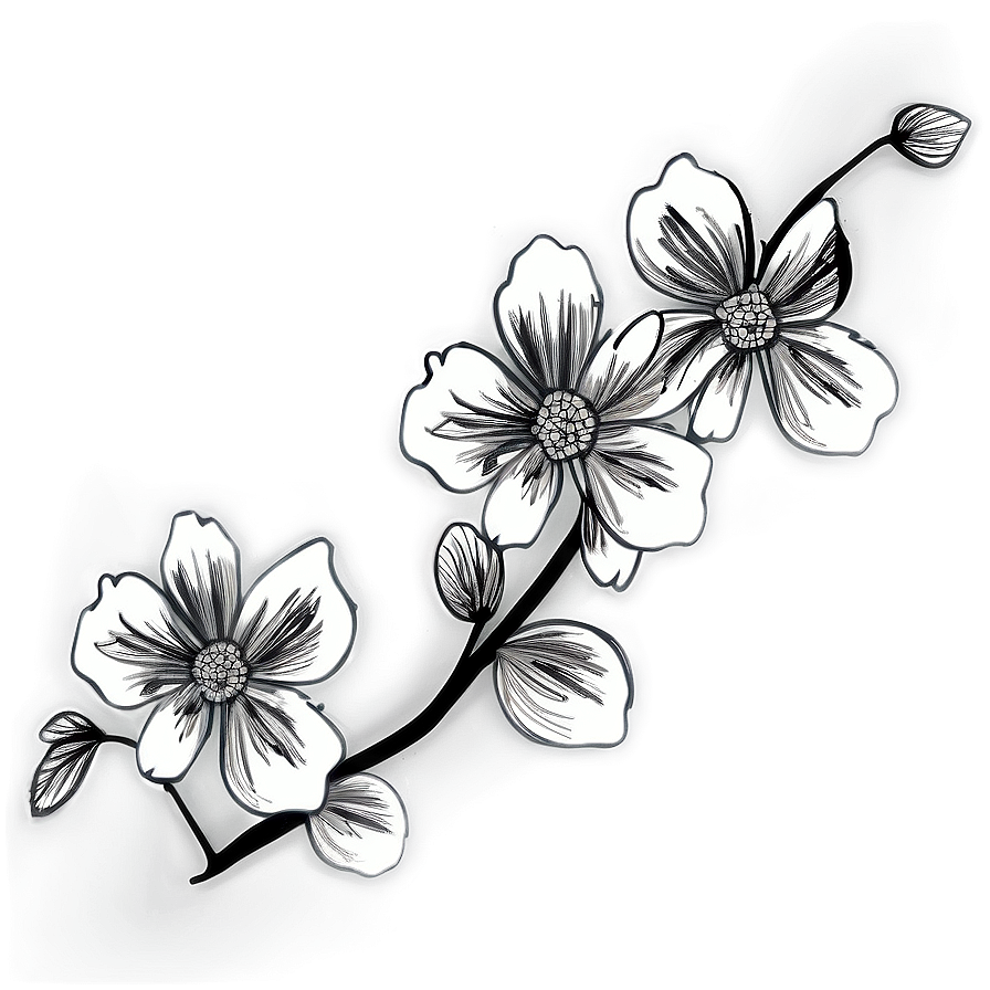 Black And White Floral Art Png 05252024