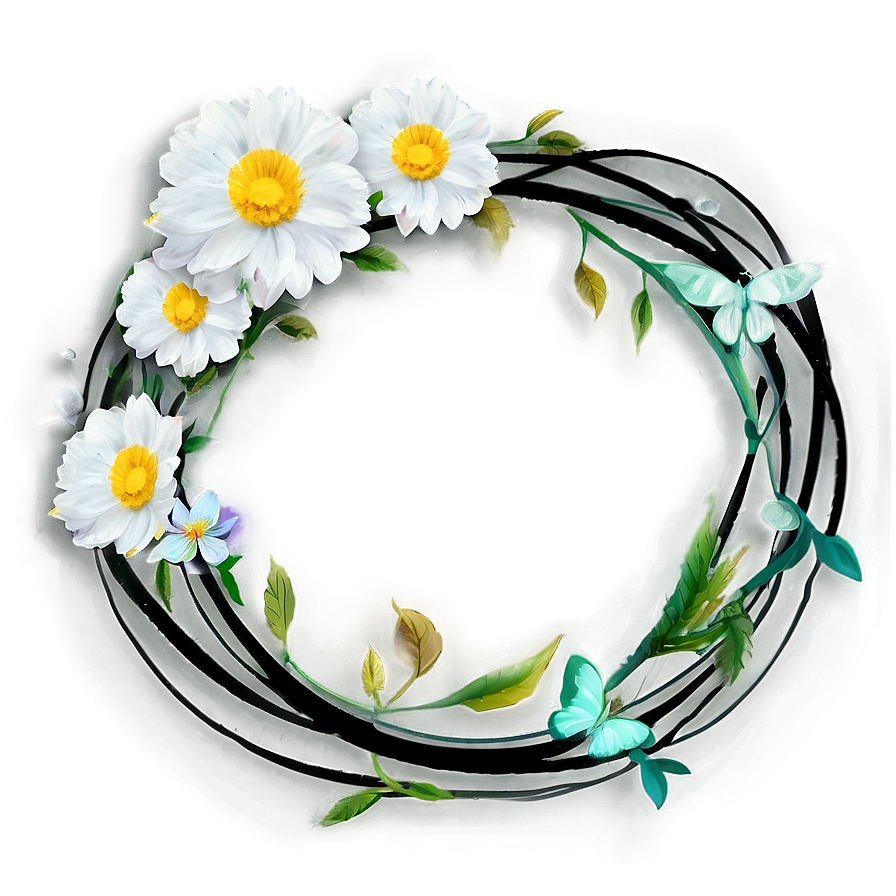 Black And White Flower Circle Png 06252024