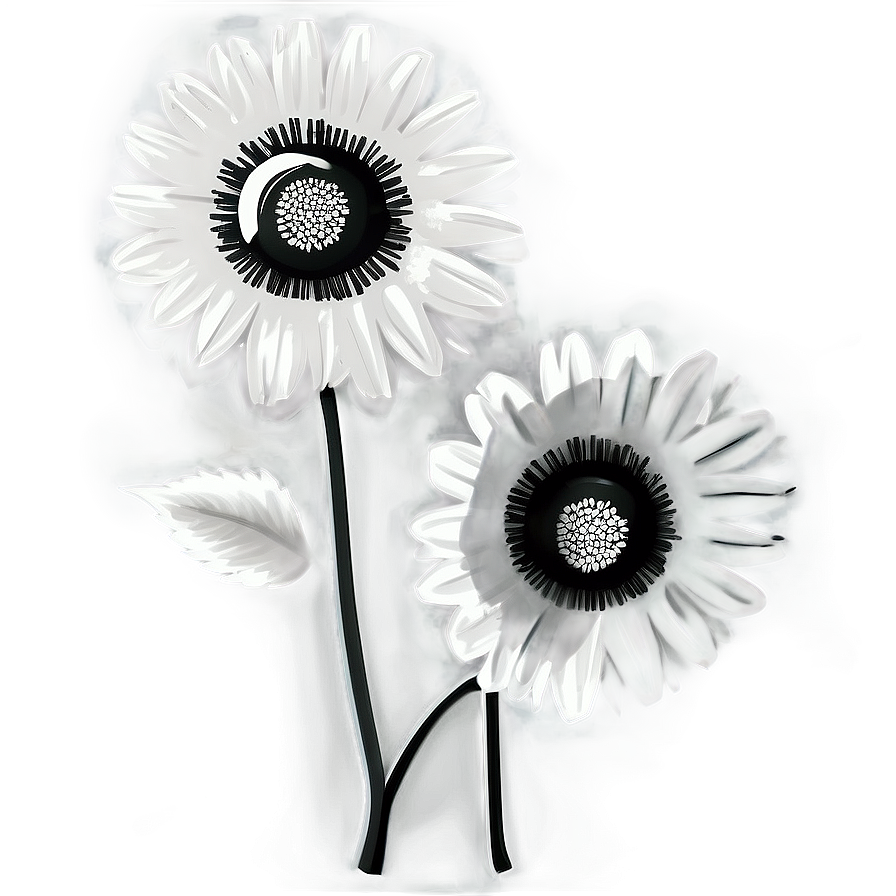 Black And White Flower Illustration Png 05252024