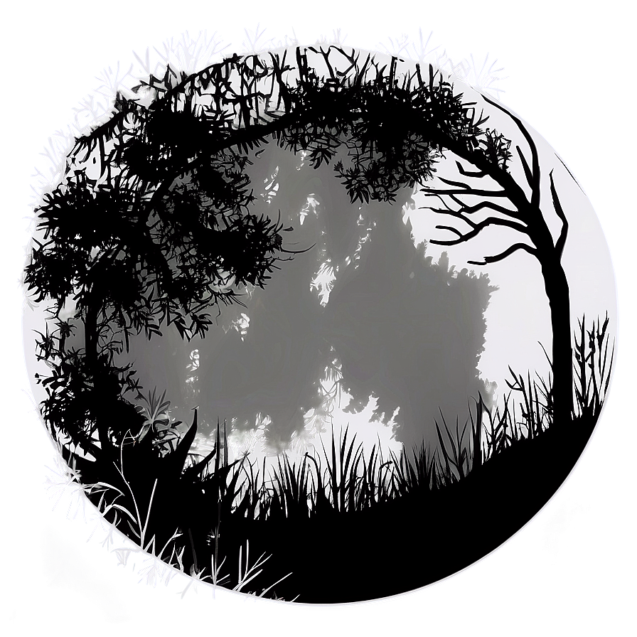 Black And White Forest Silhouette Png 06262024