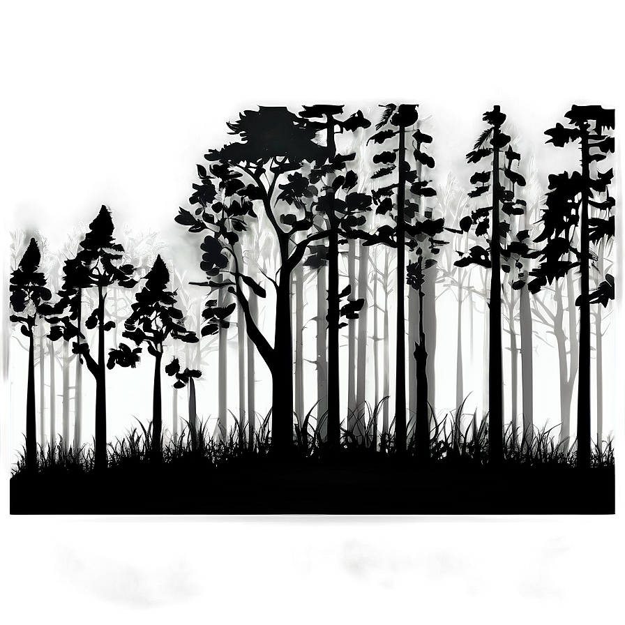 Black And White Forest Silhouette Png 82