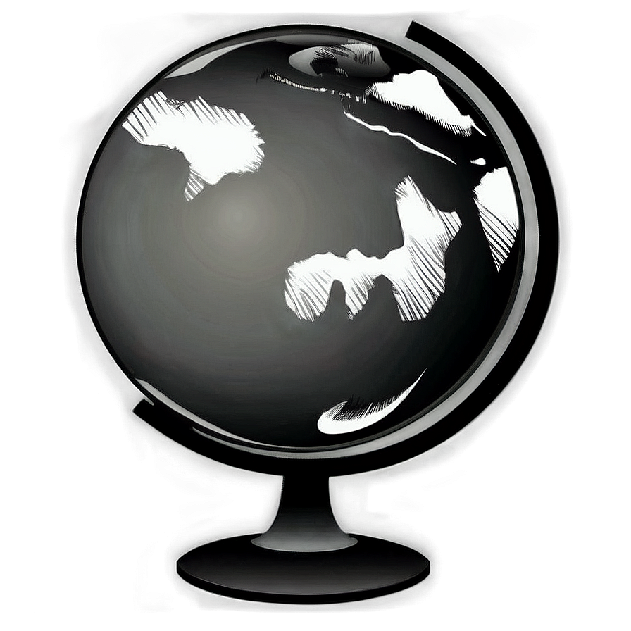 Black And White Globe Outline Png 06282024