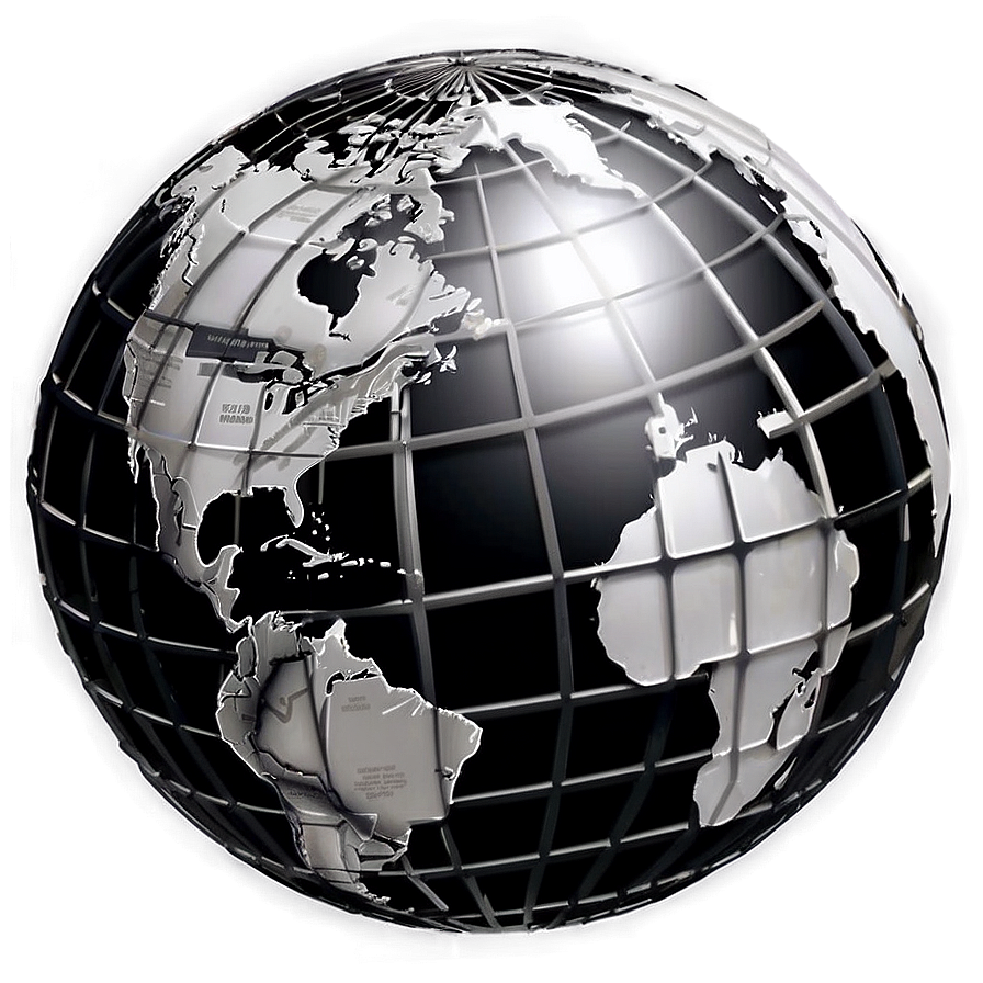 Black And White Globe With Highlights Png Alq33