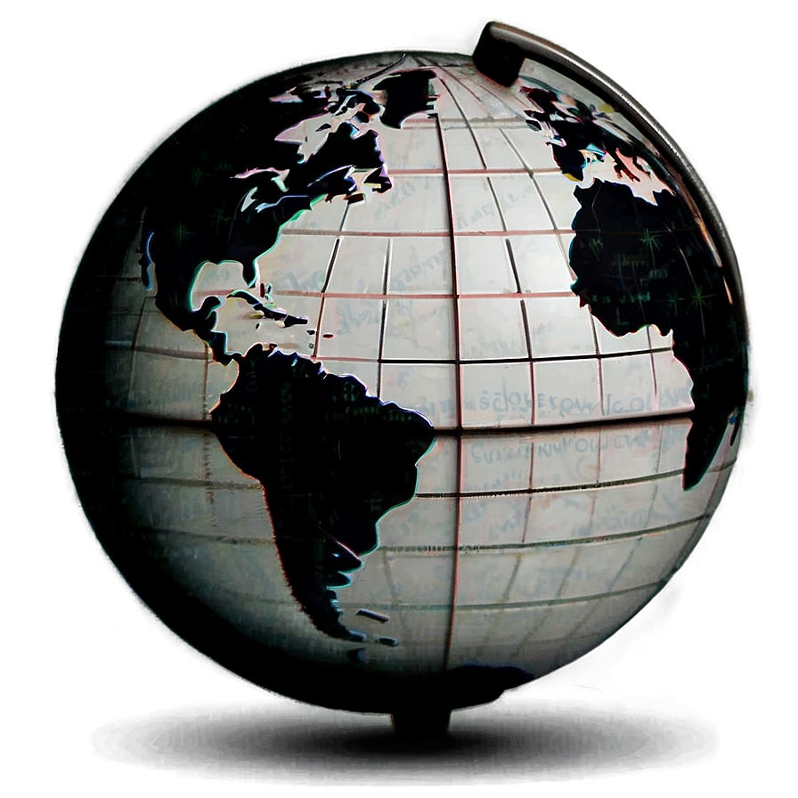 Black And White Globe With Highlights Png Lon