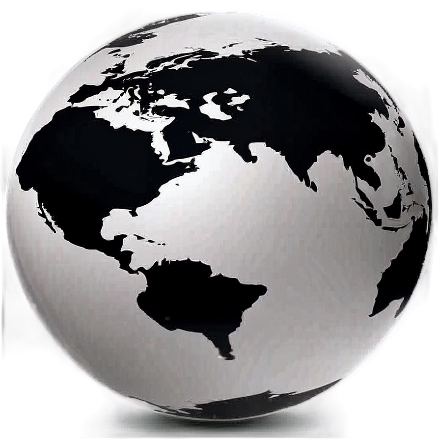 Black And White Globe With Highlights Png Pqa21