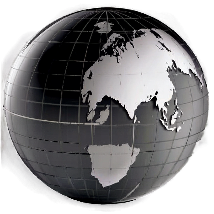 Black And White Globe With Highlights Png Xcv91