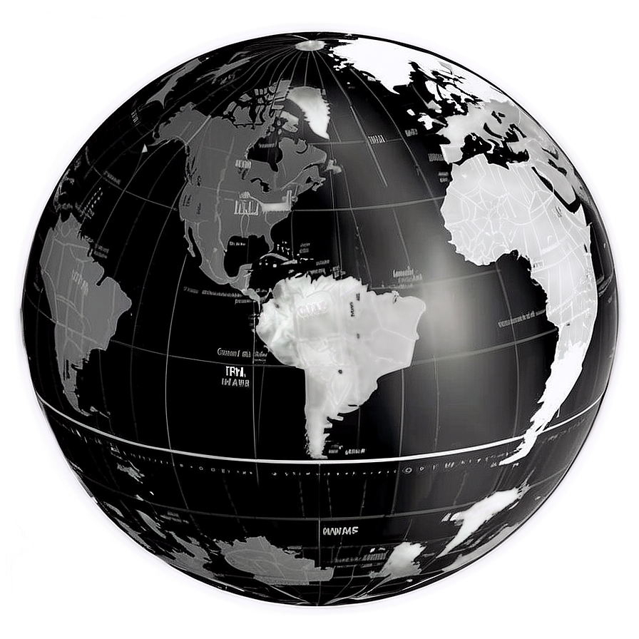 Black And White Globe With Northern And Southern Hemispheres Png 12