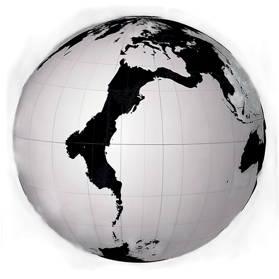 Black And White Globe With Northern And Southern Hemispheres Png Dsb87