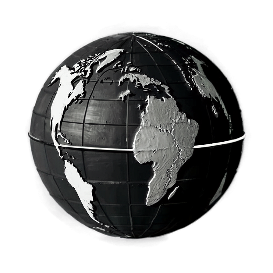 Black And White Globe With Oceans Png 06282024