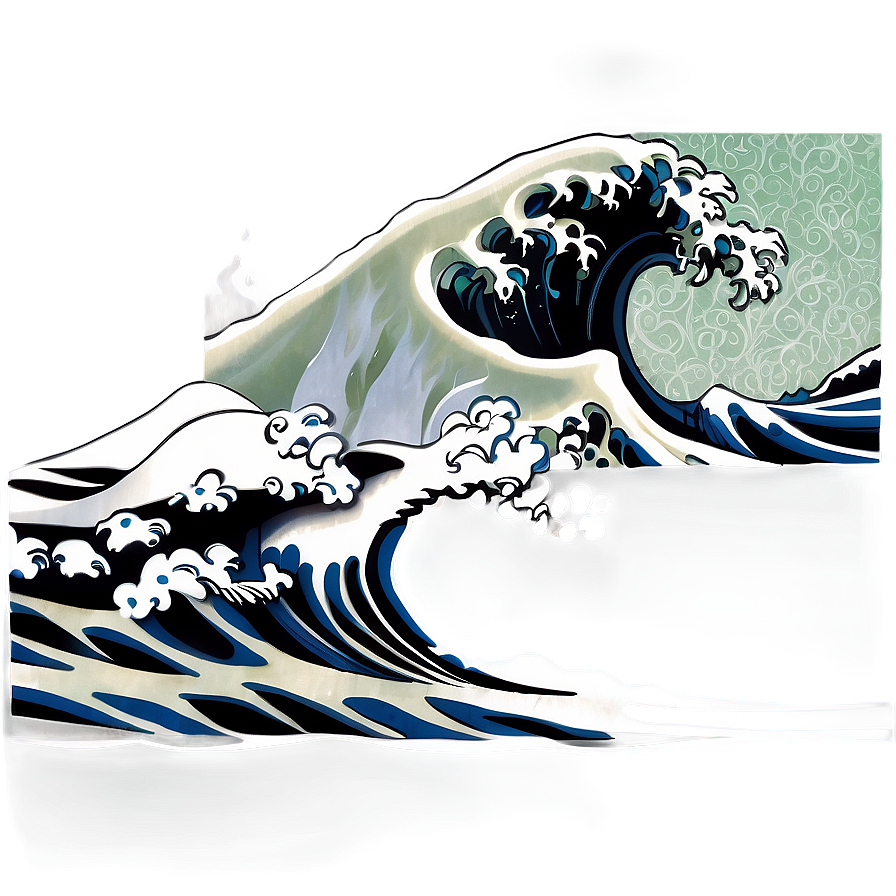 Black And White Japanese Wave Png 06242024