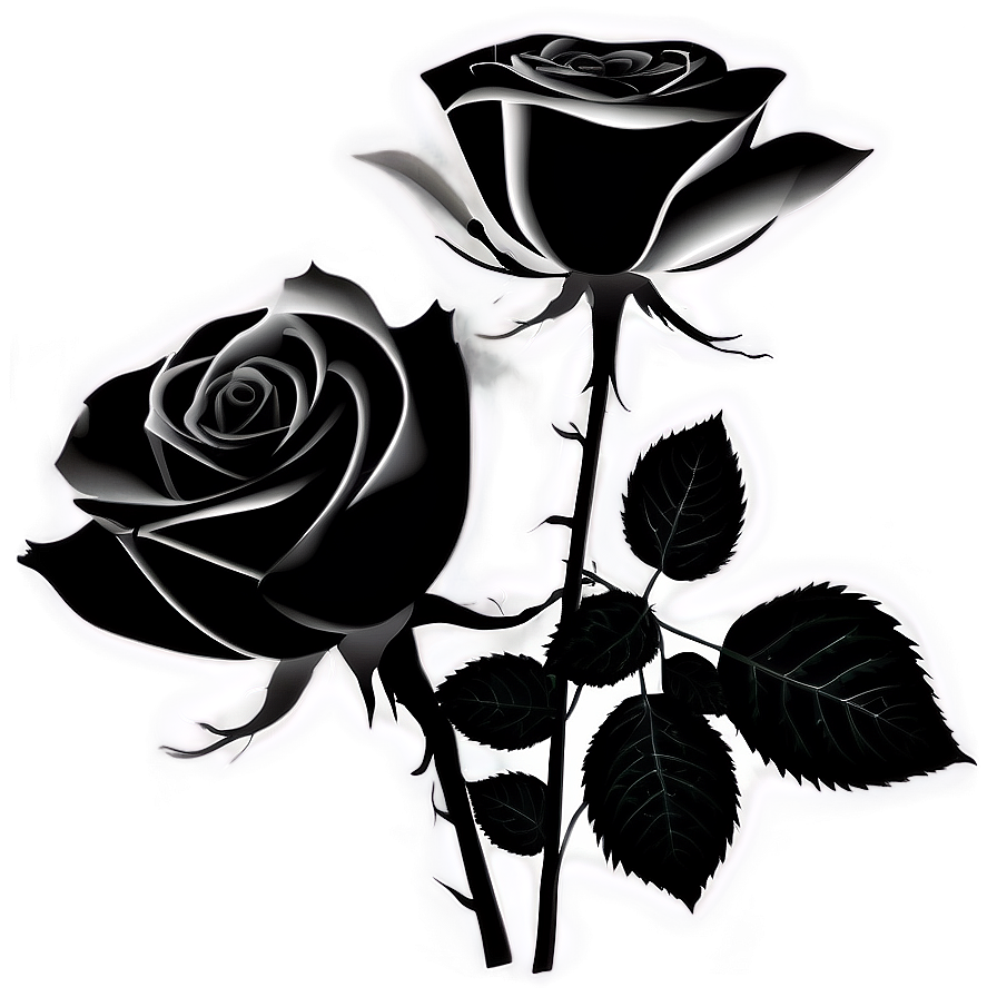 Black And White Roses Png 06282024