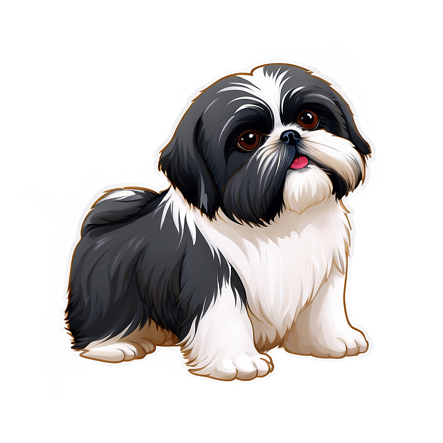 Black And White Shih Tzu Png Swg15