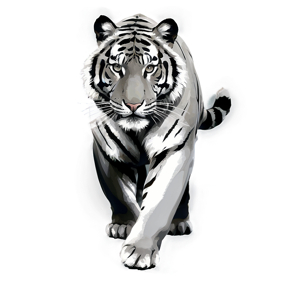 Black And White Tiger Sketch Png 48