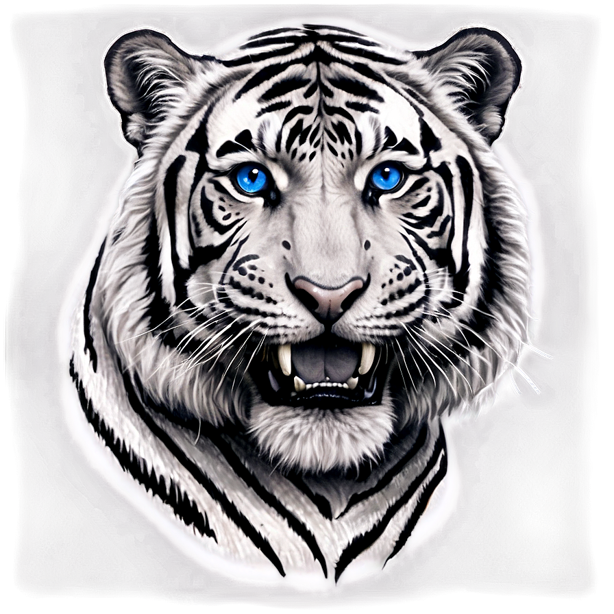 Black And White Tiger Sketch Png Ahk78