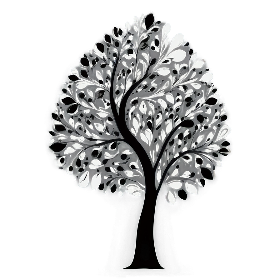 Black And White Tree In Abstract Style Png Cap