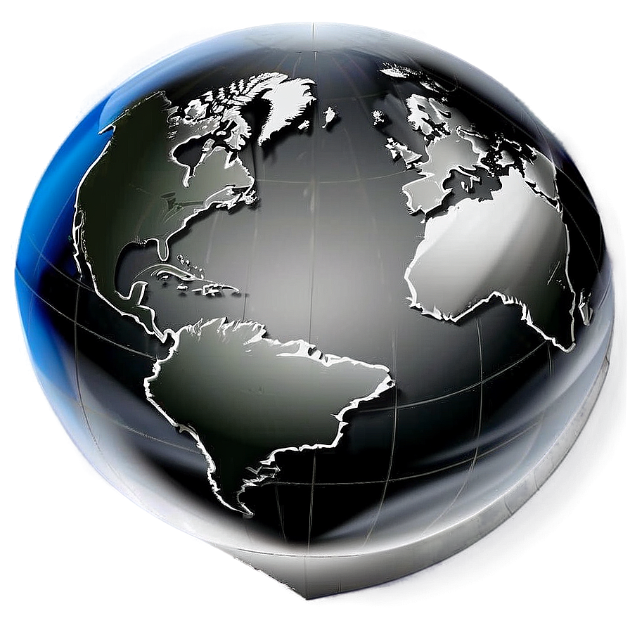 Black And White World Map Globe Png 79