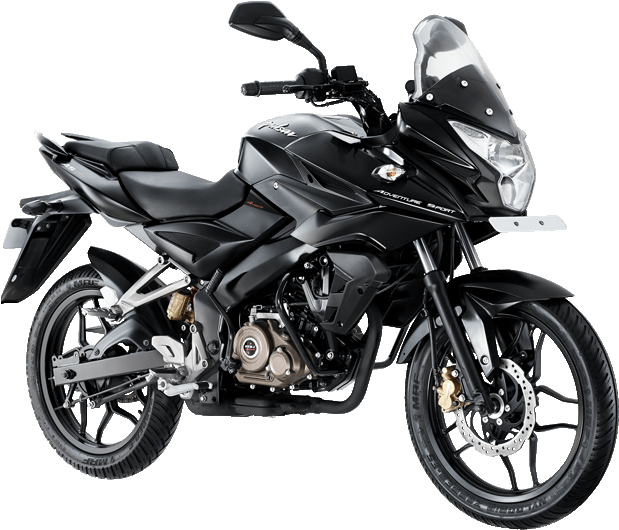 Black Bajaj Pulsar Motorcycle Studio Shot