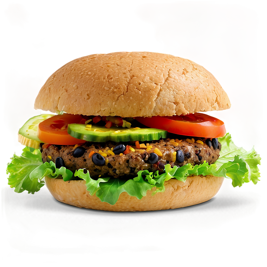 Black Bean Veggie Burger Png 06242024