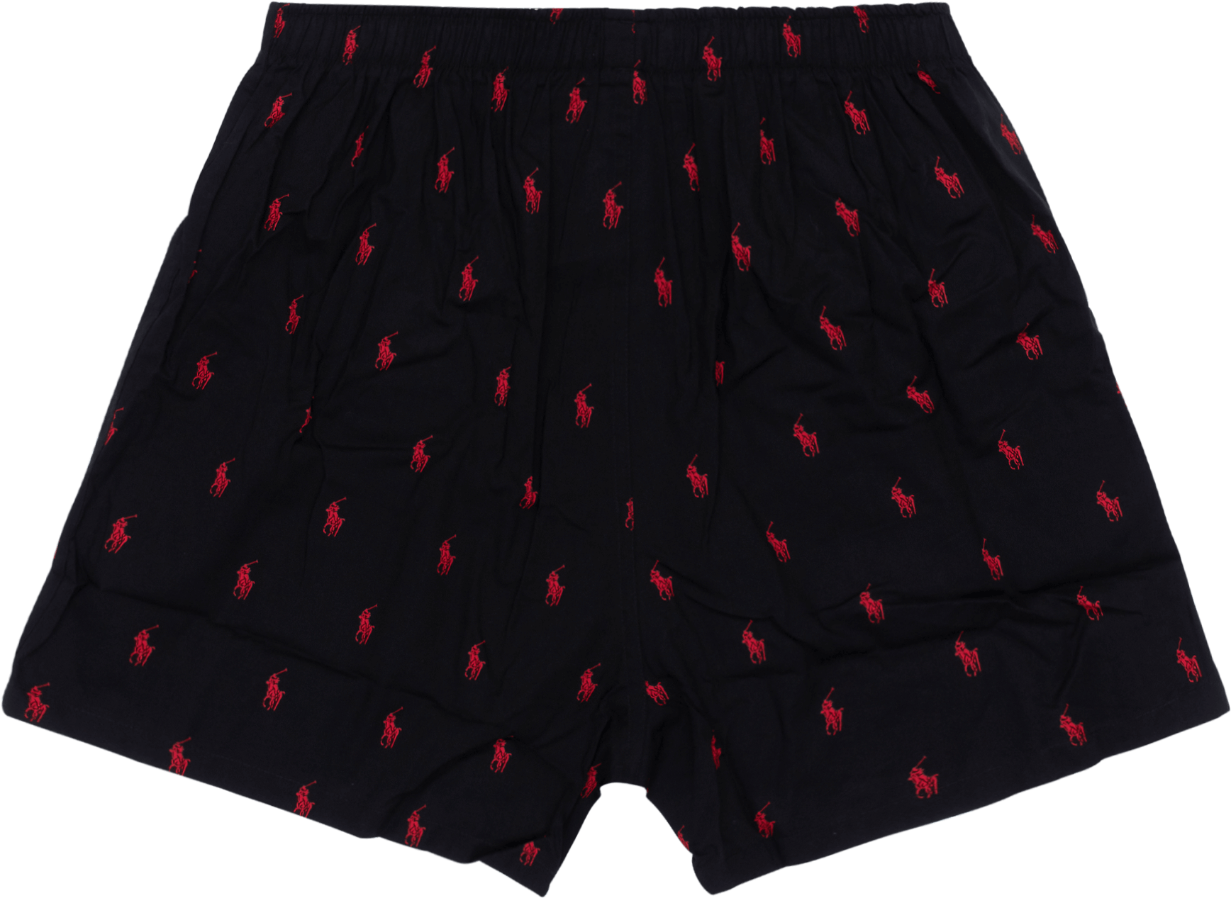 Black Boxer Shortswith Red Logo Pattern