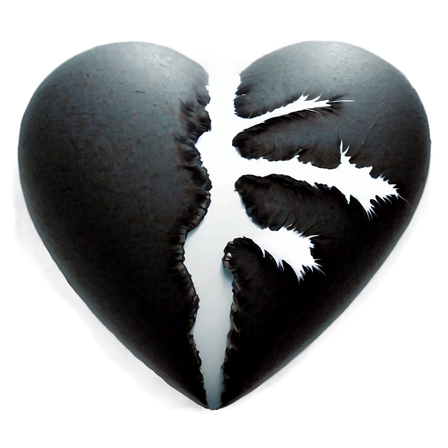 Black Broken Heart Art Png 44