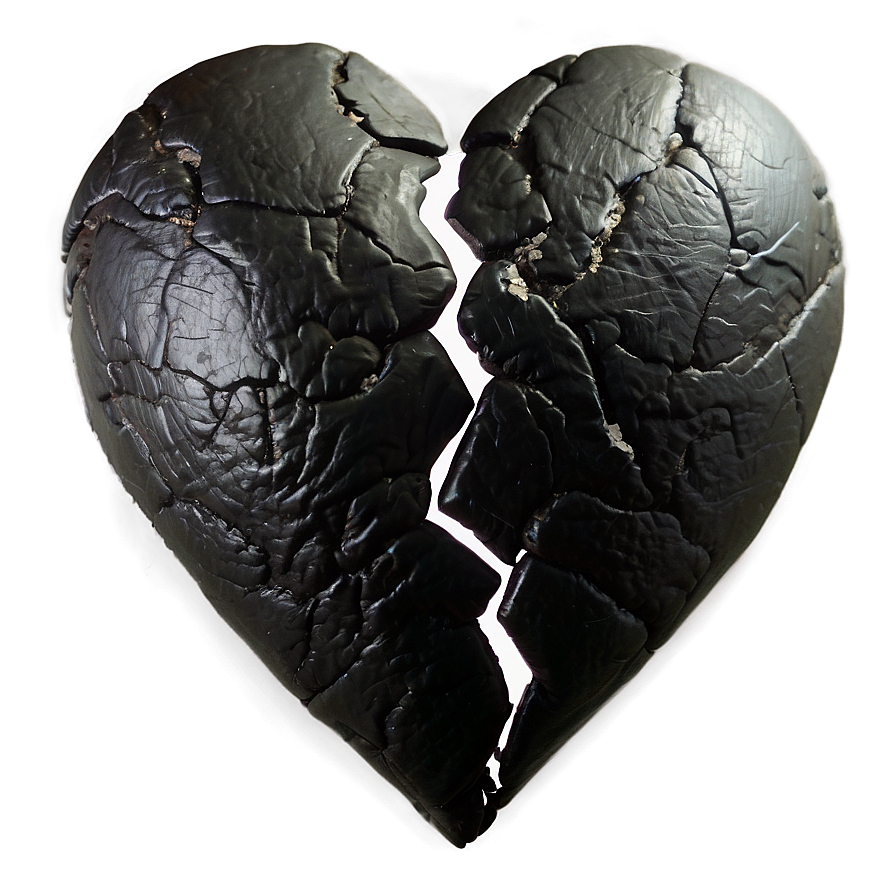 Black Broken Heart On Black Background Png 06252024