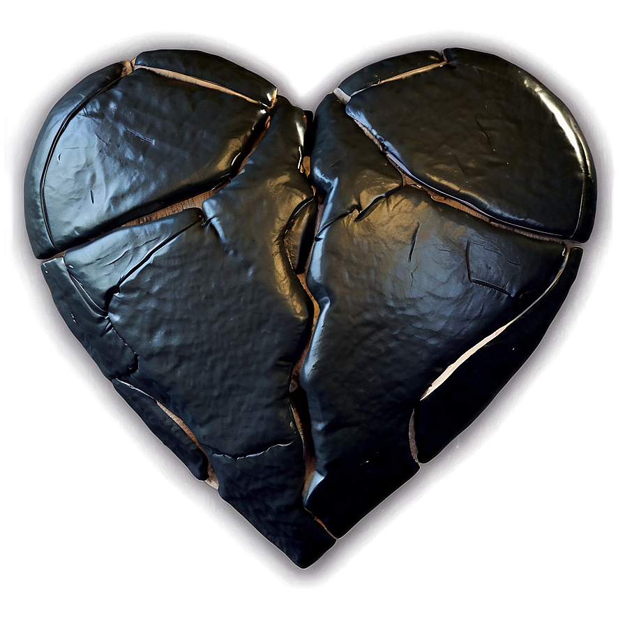 Black Broken Heart On Black Background Png 33